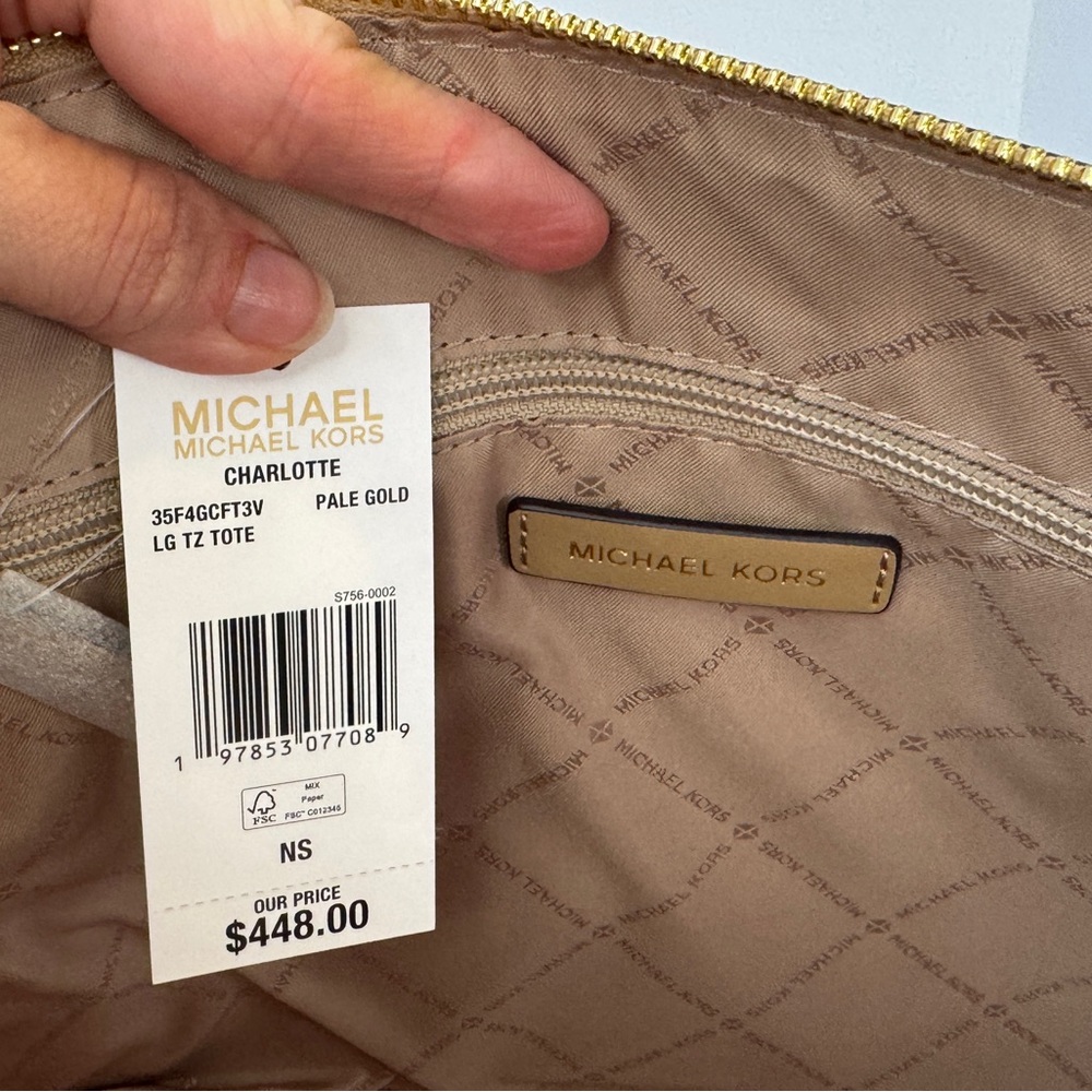Michael Kors Charlotte Large Pale Gold Tote Bag - Picture 7 of 8